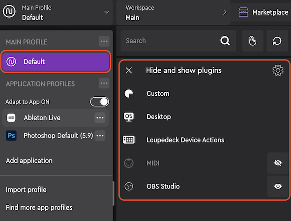 Plugins those do not need application (Loupedeck)