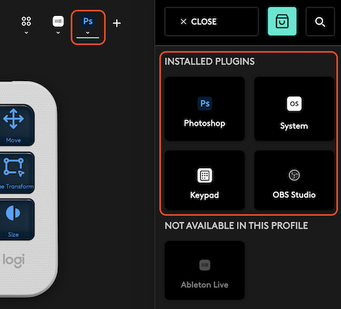 Plugins those need application (Logi Options+)