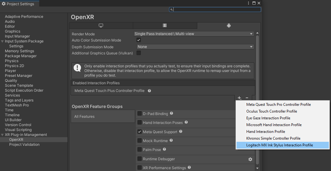 OpenXR Interaction Profiles